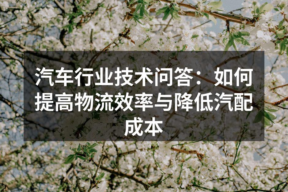 汽车物流效率提升的技术应用